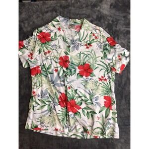 Beautiful Aloha Hut Hawaiian Button Up Large Shirt Floral Pattern